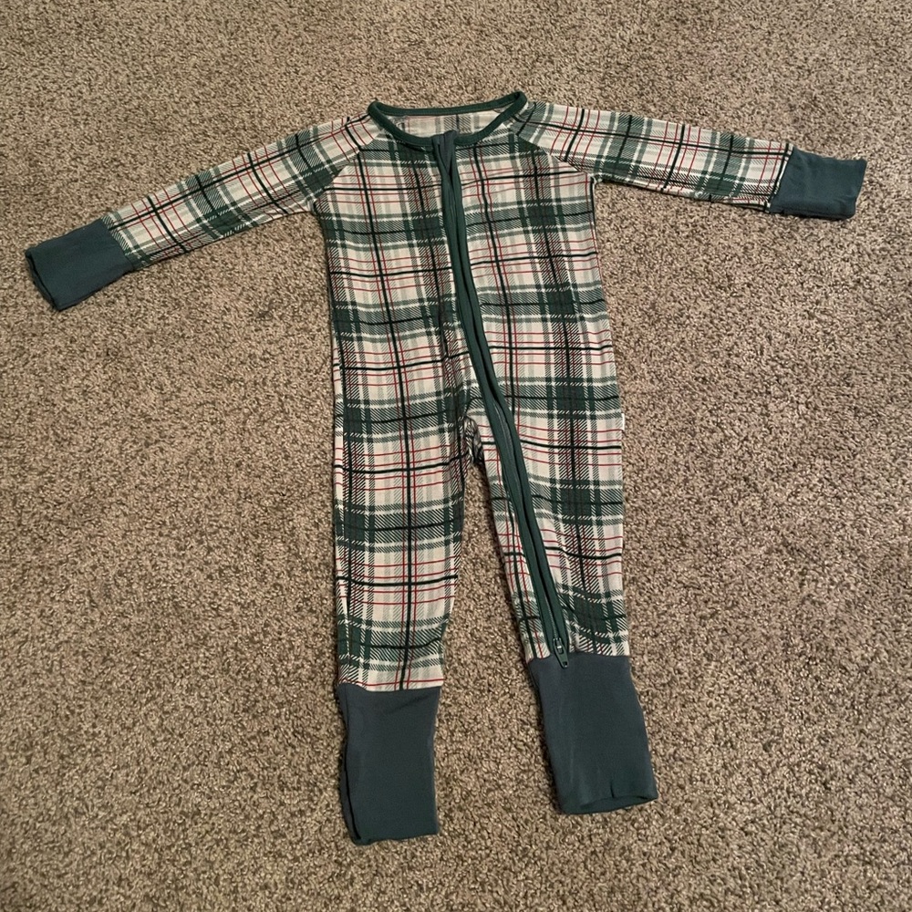 Little Sleepies Green Plaid Zippered Footless Pajamas